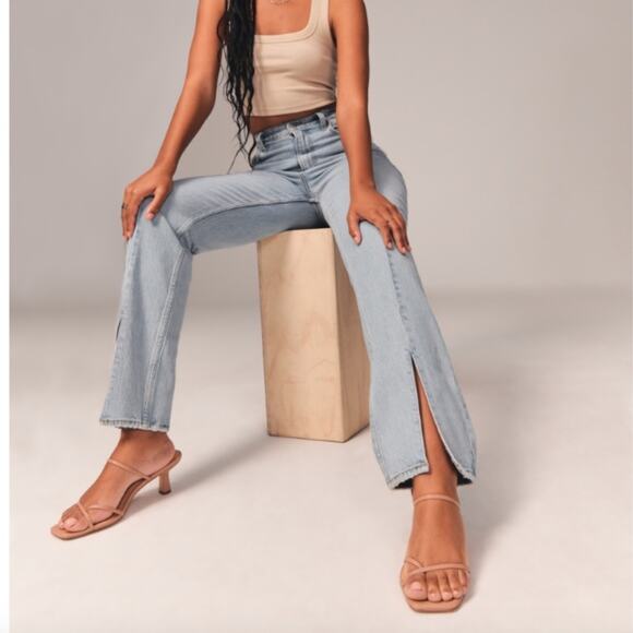 NWT Abercrombie 90s Straight Front Slit Jean 29 Short - Picture 6 of 6